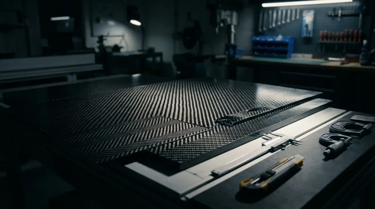 Woven carbon fiber composite material close up